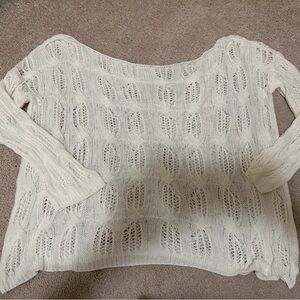 Oversized Cream Knit Crochet Swim Coverup